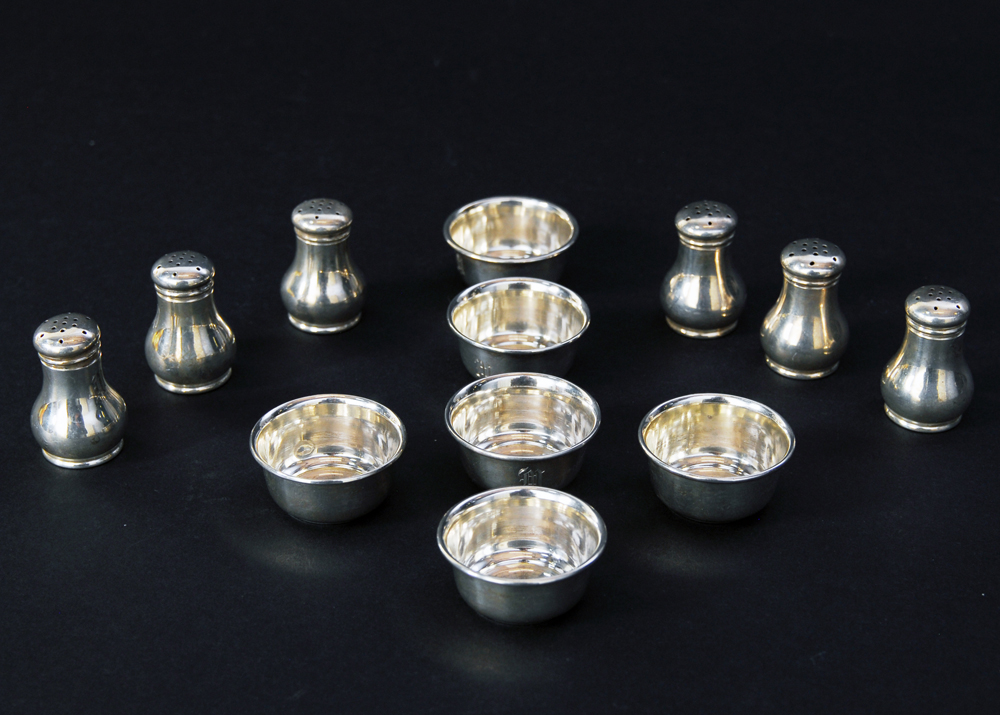 Set of Six Watrous Sterling Silver Shakers and Salt Cellars