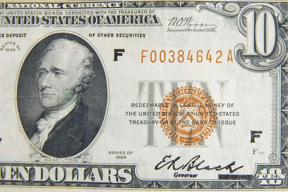 Pair of 1929 Ten Dollar Bank Notes