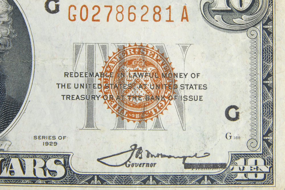 Pair of 1929 Ten Dollar Bank Notes