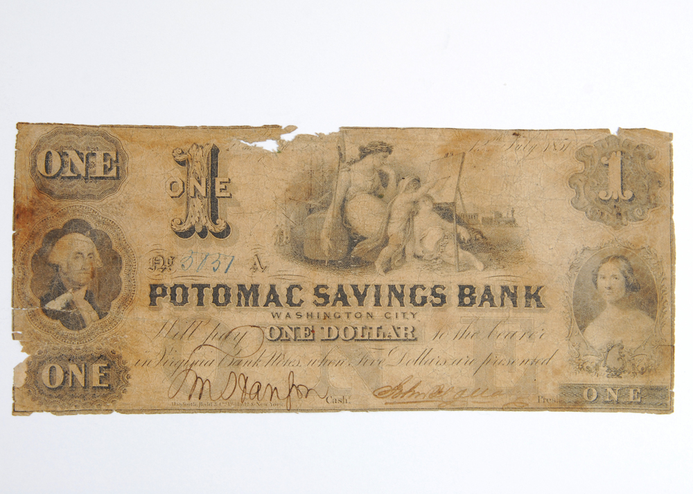 1851 Potomac Savings Bank One Dollar Note