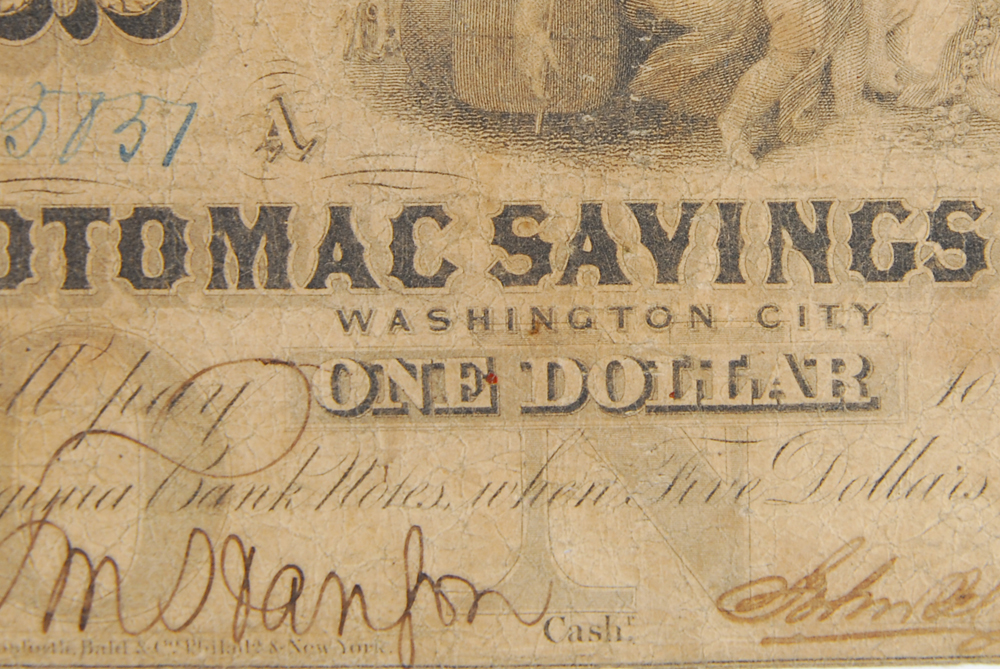 1851 Potomac Savings Bank One Dollar Note
