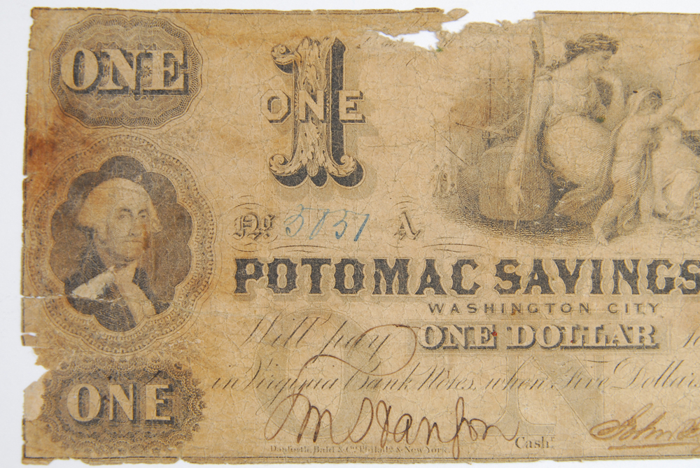 1851 Potomac Savings Bank One Dollar Note