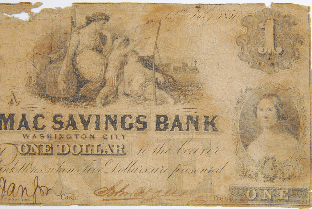 1851 Potomac Savings Bank One Dollar Note