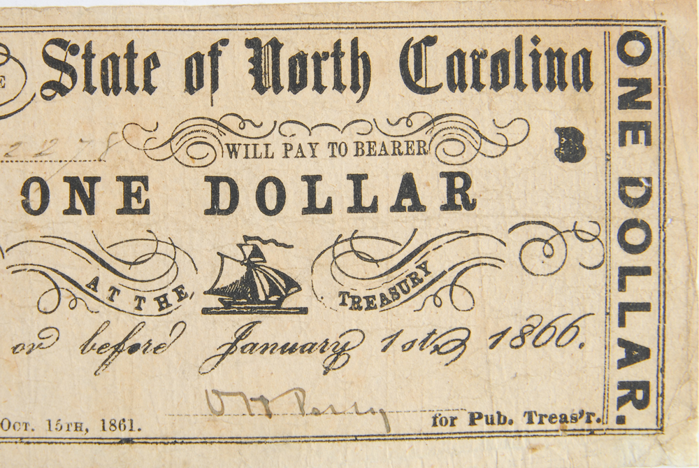 State of North Carolina 1861 One Dollar Bank Note