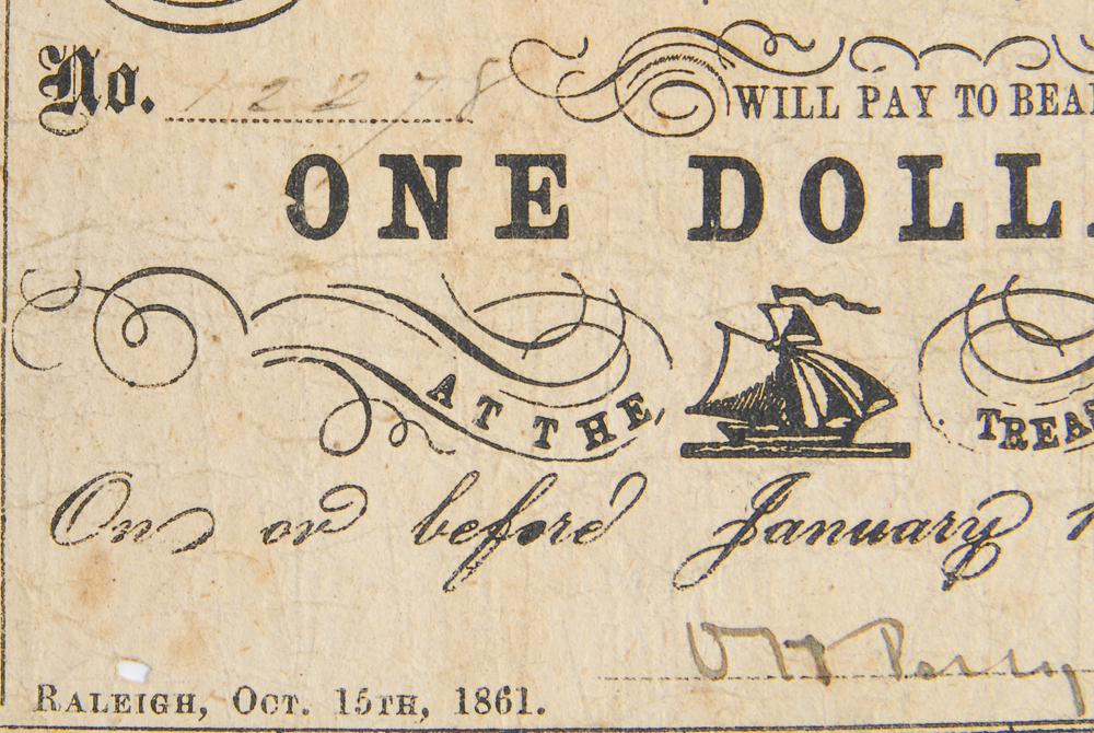 State of North Carolina 1861 One Dollar Bank Note