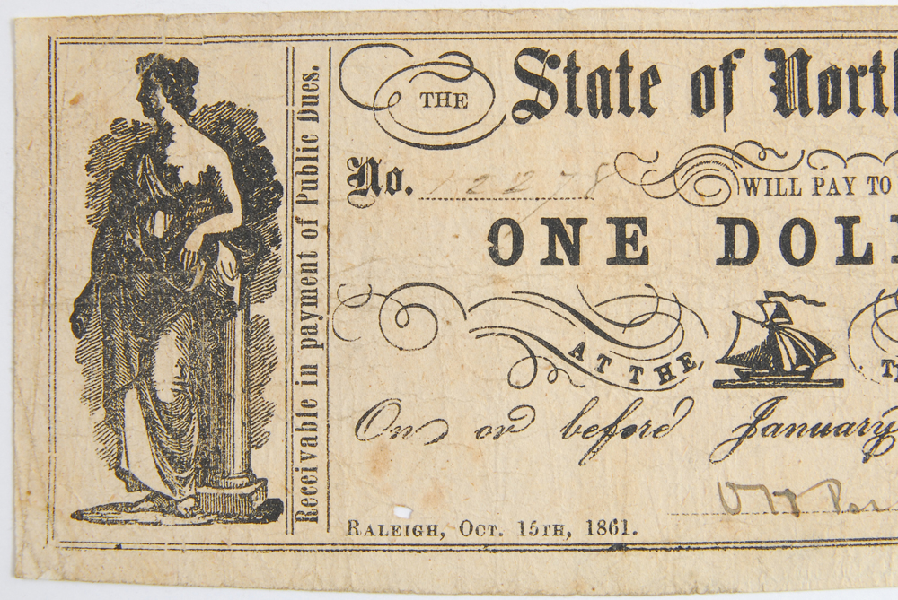 State of North Carolina 1861 One Dollar Bank Note