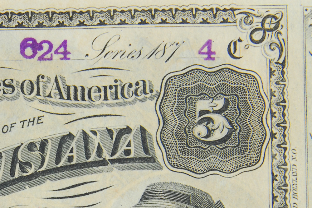 1874 Louisina Five Dollar Bond Bill