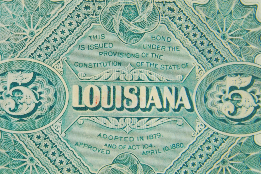 1874 Louisina Five Dollar Bond Bill