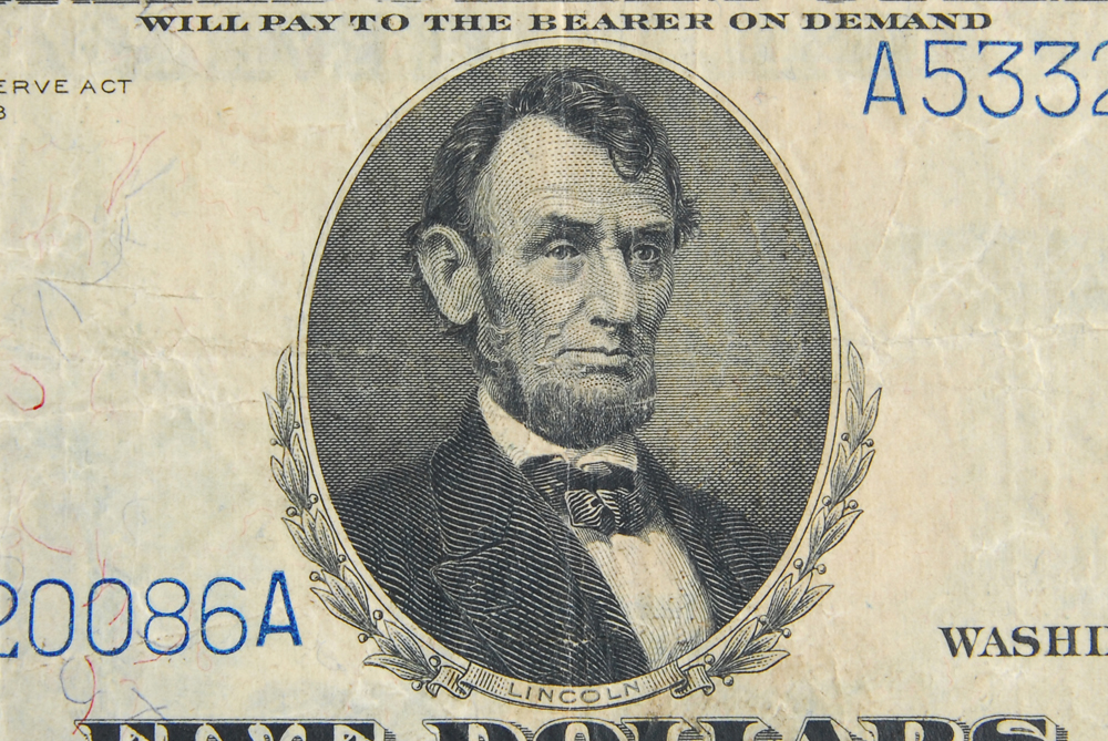 1914 Lincoln Five Dollar Note