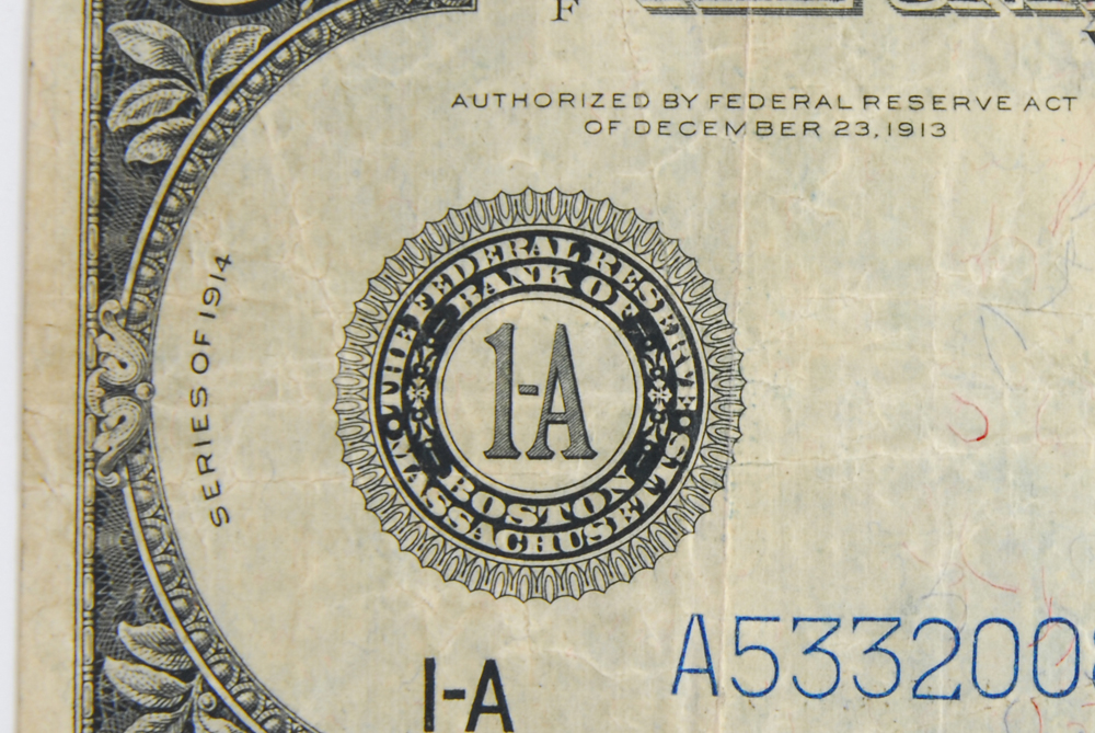 1914 Lincoln Five Dollar Note