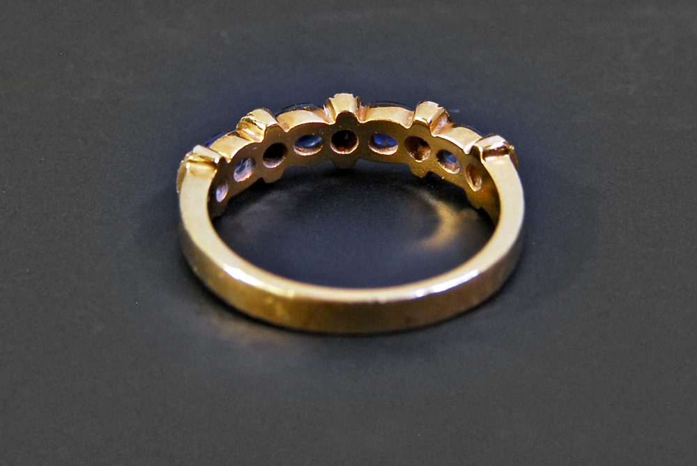 Four Sapphire and Diamond 18K Yellow Gold Ring