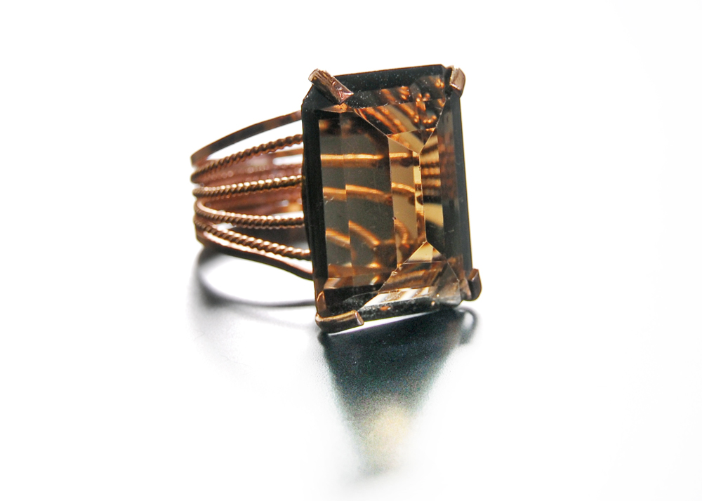 18K Rose Gold Smoky Quartz Cocktail Ring