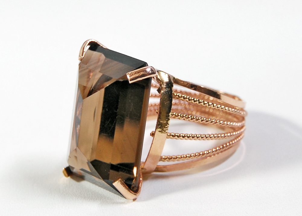 18K Rose Gold Smoky Quartz Cocktail Ring