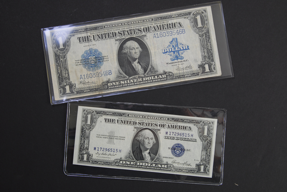 A Pair of 1935E and 1923 One Dollar Silver Certificates