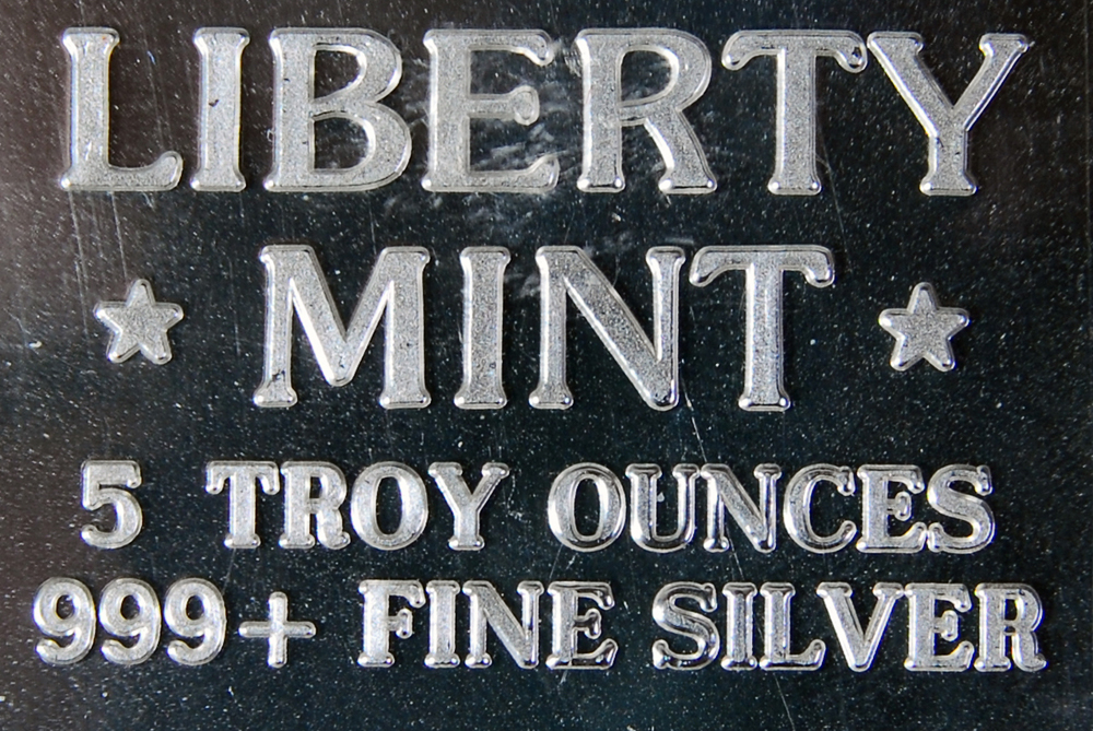 Liberty Mint Five Ounce Silver Bar
