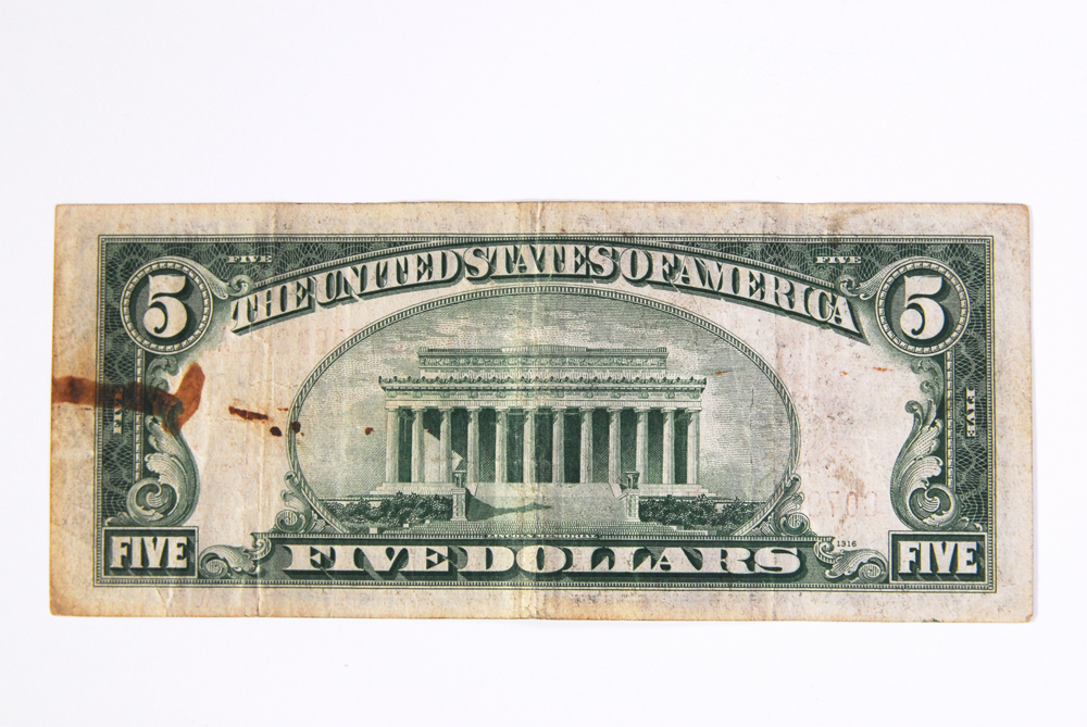 Red Seal 1928C Five Dollar Note