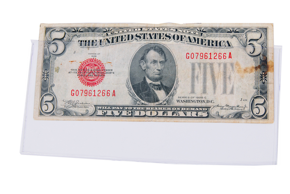 Red Seal 1928C Five Dollar Note