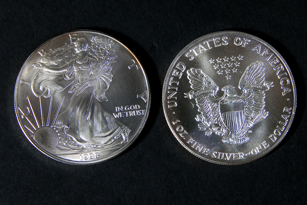 Set of Thirteen Silver American Eagle Dollar Coins