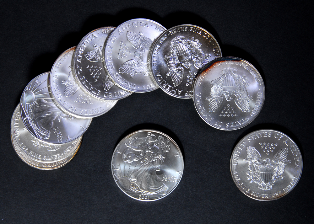 Set of Ten Silver American Eagle Dollar Coins