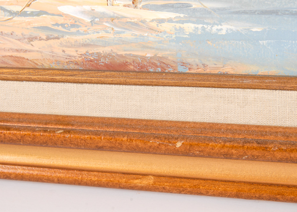 Original Harbor Scene Oil Painting on Canvas