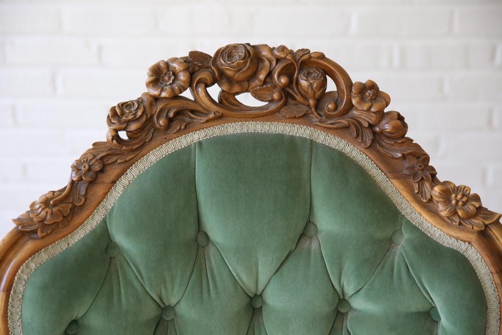 Antique Victorian Upholstered Armchair and Rocking Chair