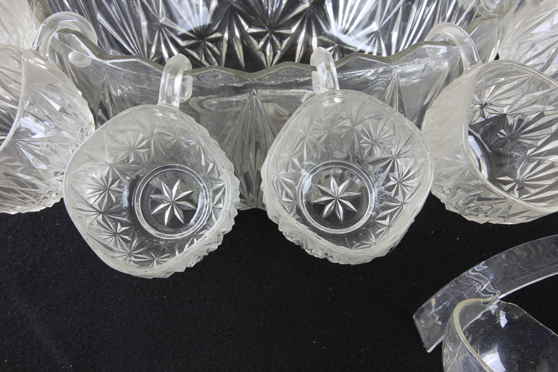 Vintage Crystal Glass Punch Bowl Set