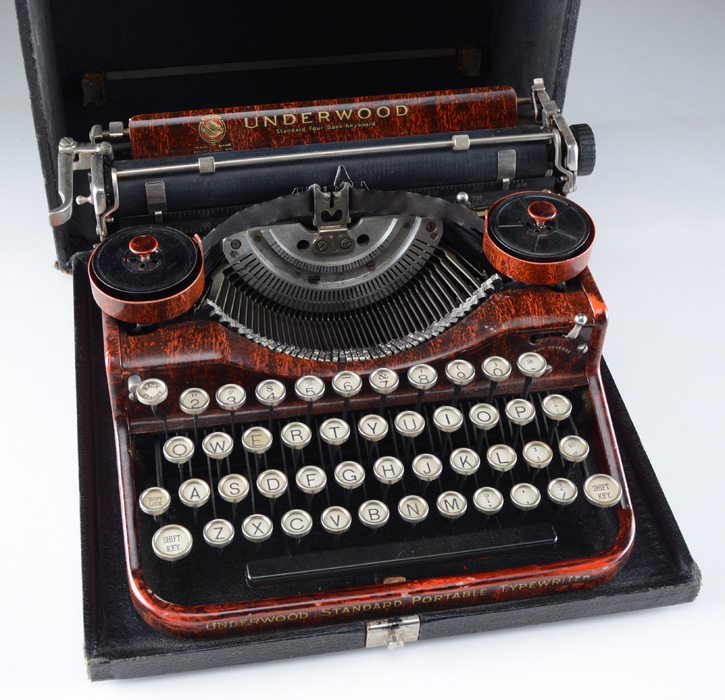 Circa 1920s Underwood Faux Bois Portable Typewriter