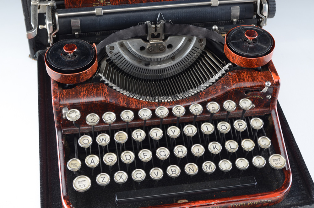 Circa 1920s Underwood Faux Bois Portable Typewriter