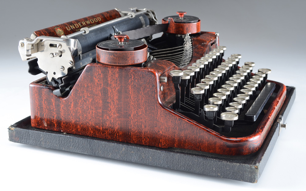 Circa 1920s Underwood Faux Bois Portable Typewriter
