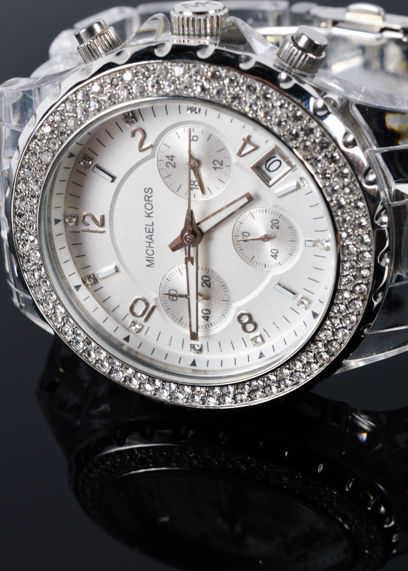 Michael Kors Acrylic and Rhinestone Watch