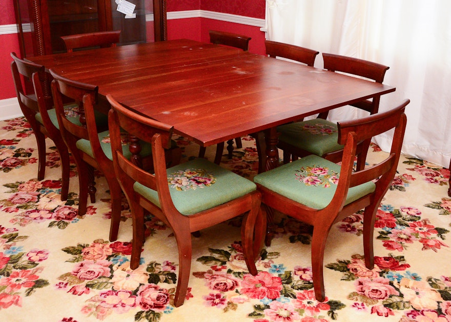 Vintage Walnut Dining Table and Chairs