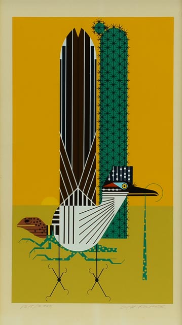 Charley Harper Signed Roadrunner Serigraph "Tall Tale"