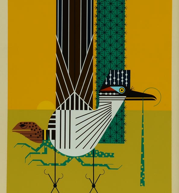 Charley Harper Signed Roadrunner Serigraph "Tall Tale"