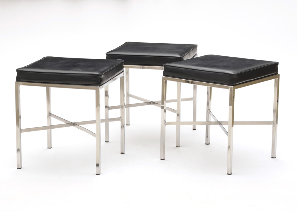Modern Style Square Vinyl Upholstered Stools