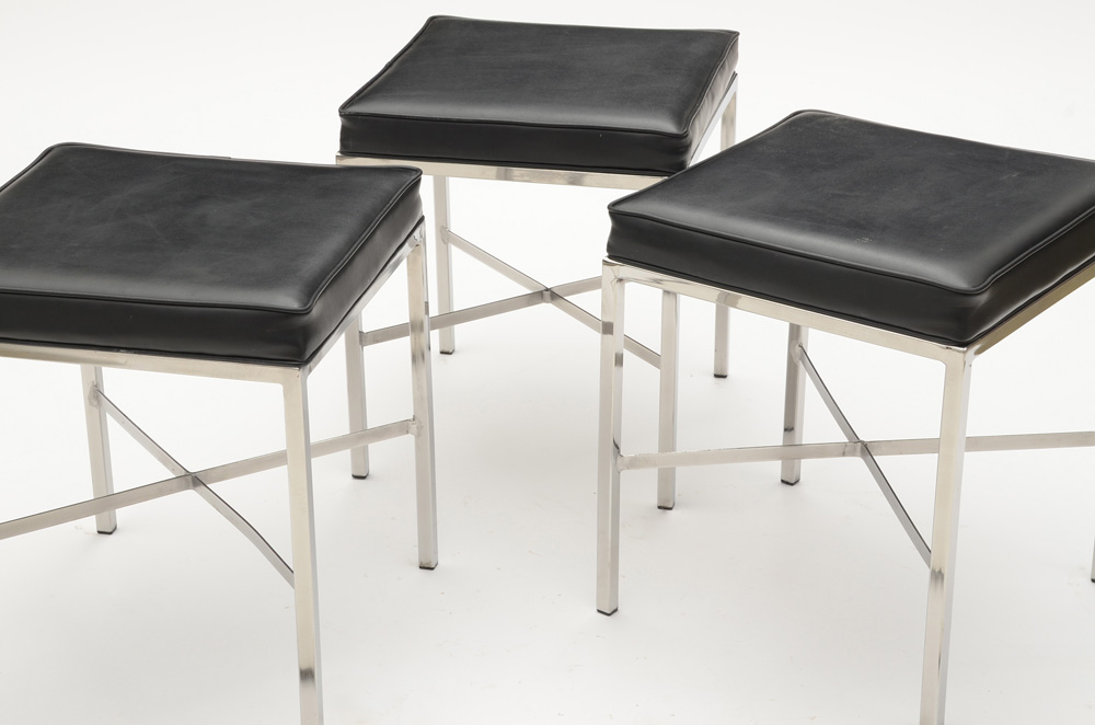 Modern Style Square Vinyl Upholstered Stools