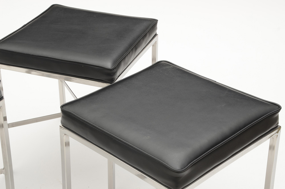 Modern Style Square Vinyl Upholstered Stools