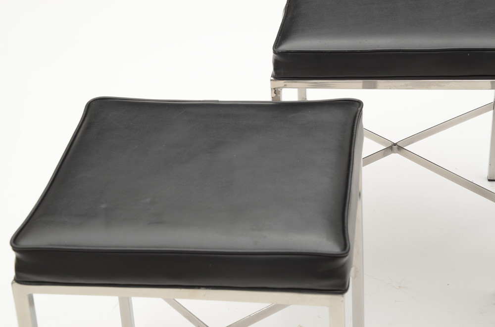 Modern Style Square Vinyl Upholstered Stools