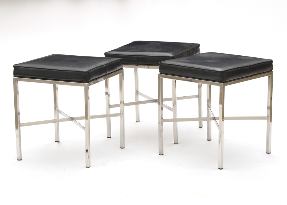 Modern Style Square Vinyl Upholstered Stools