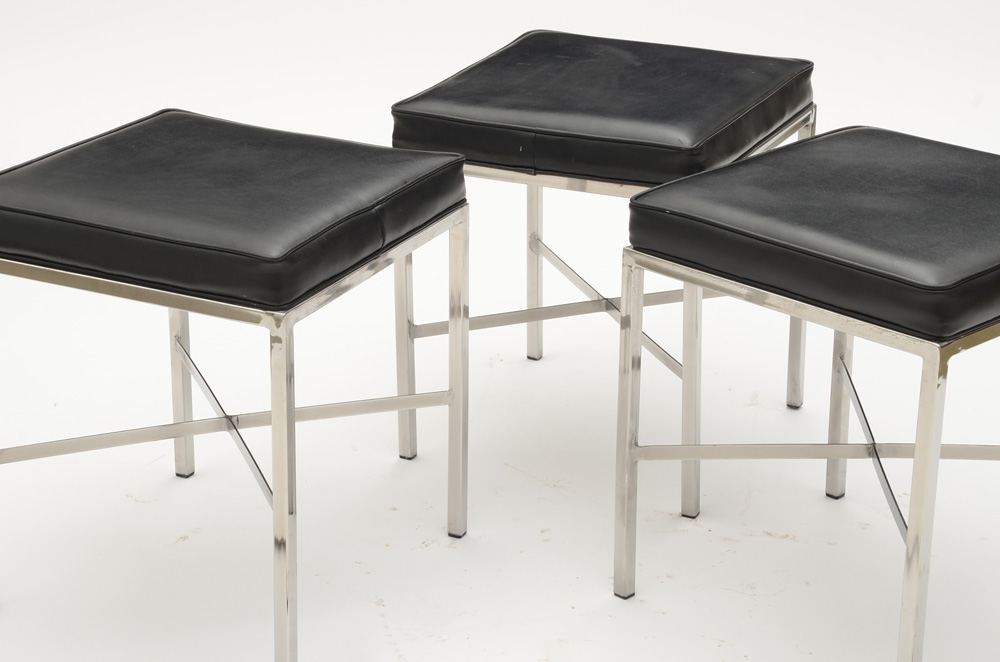 Modern Style Square Vinyl Upholstered Stools