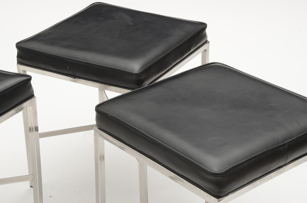 Modern Style Square Vinyl Upholstered Stools