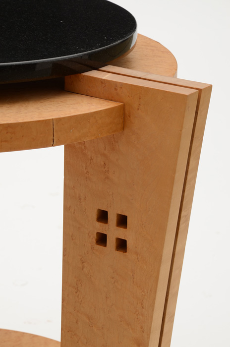 Pair of Modernist End Tables with Black Granite Tops