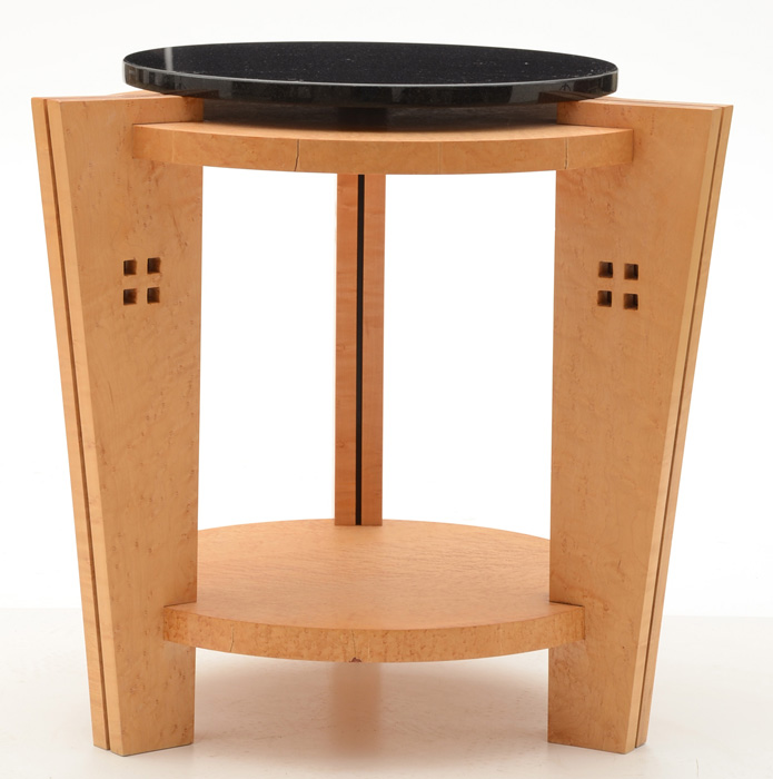 Pair of Modernist End Tables with Black Granite Tops