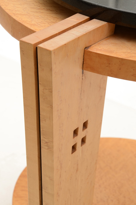 Pair of Modernist End Tables with Black Granite Tops