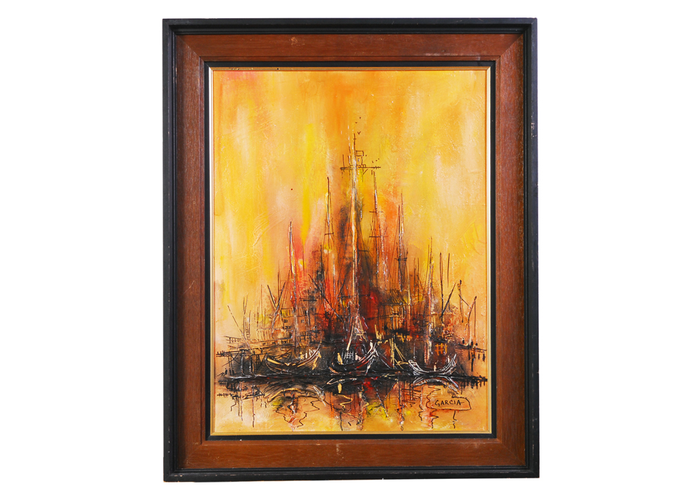 Danny Garcia "Ships in Port" Original Acrylic Painting