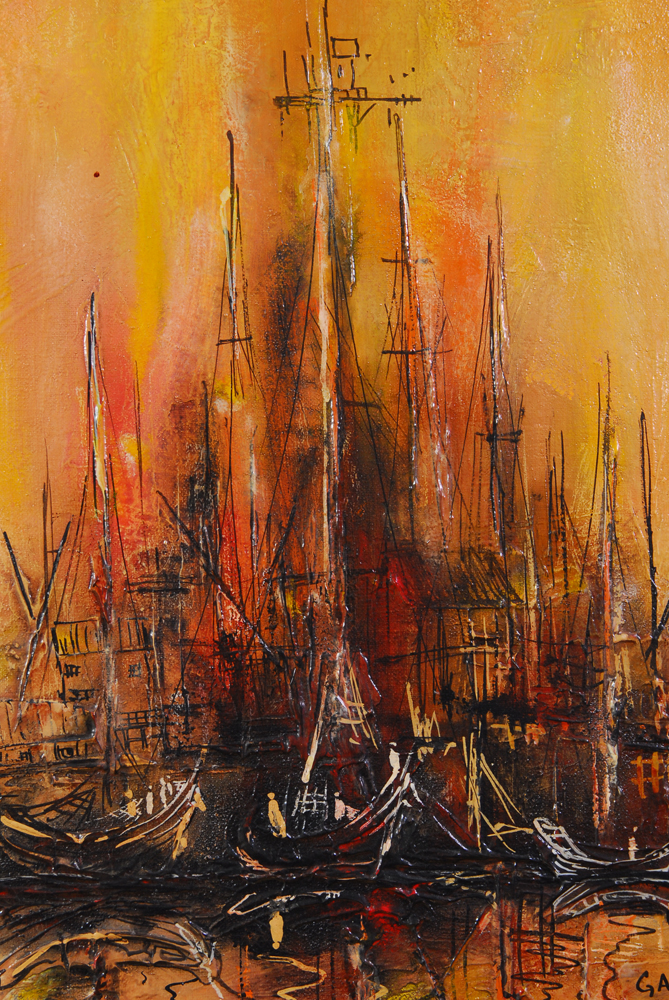 Danny Garcia "Ships in Port" Original Acrylic Painting