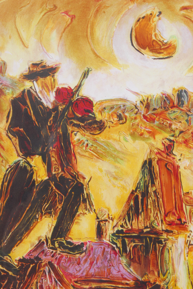 Raoul Raymond "Fiddler over Farmyard Scene" Print