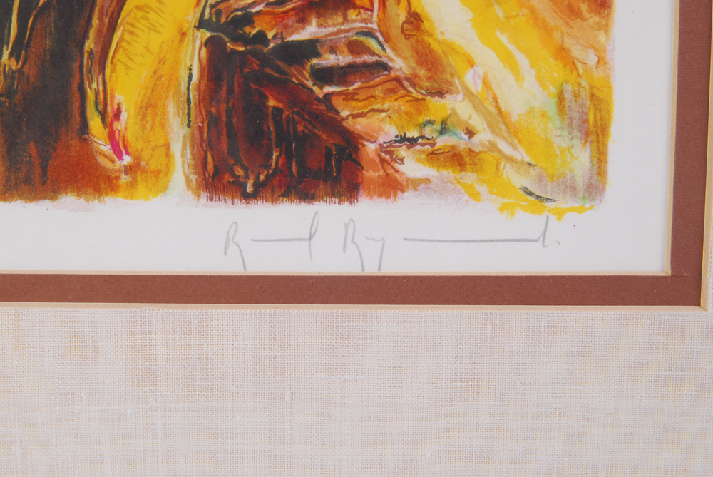 Raoul Raymond "Fiddler over Farmyard Scene" Print