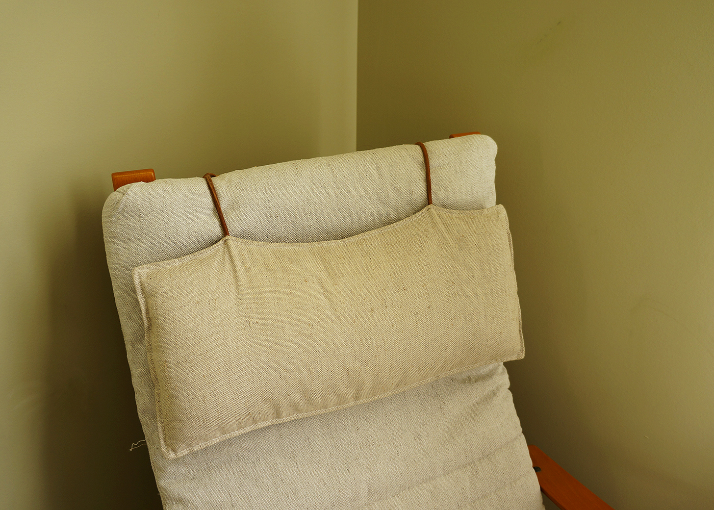 Ikea Fabric Covered Wooden Lounger and Ottoman