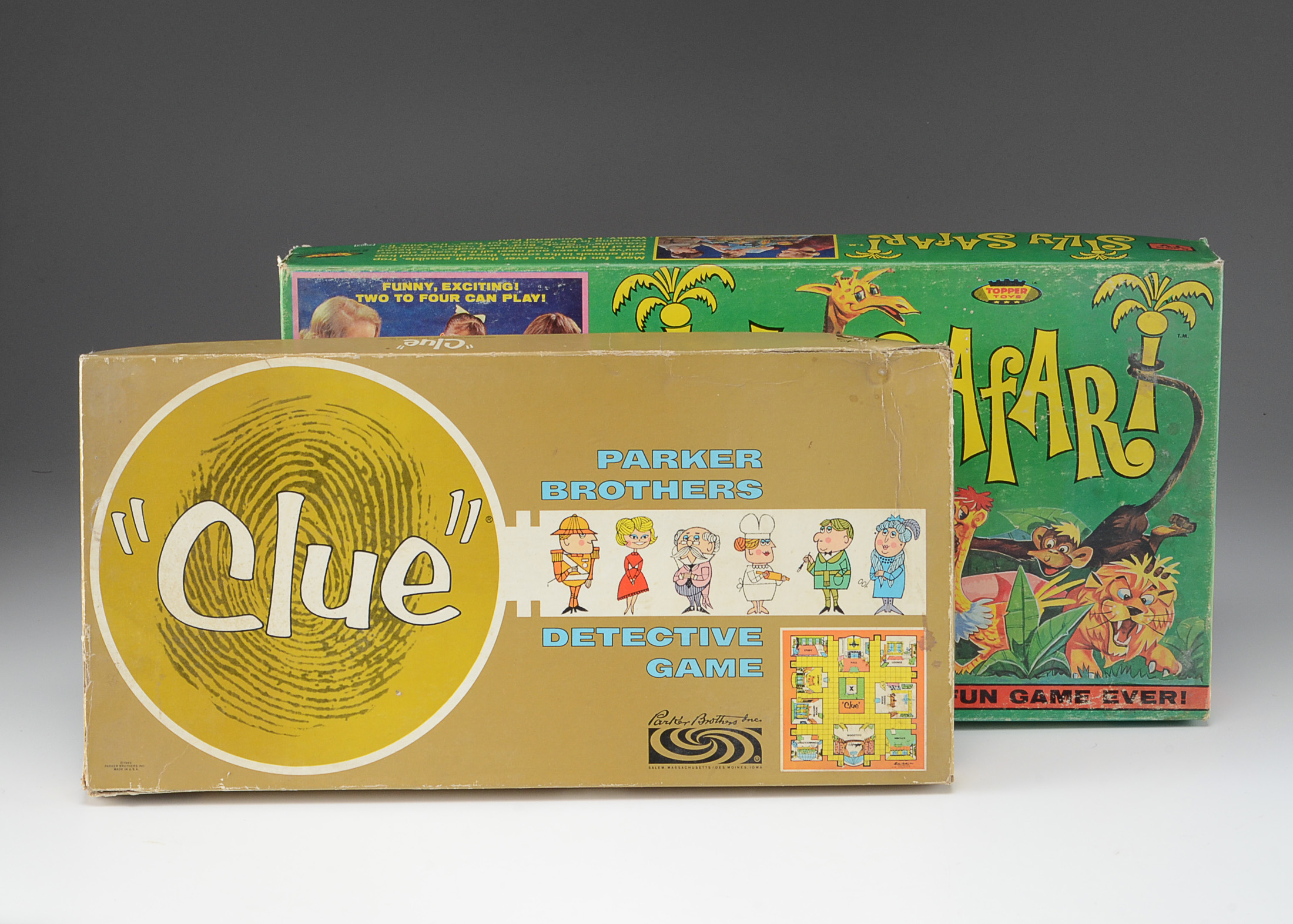 Vintage Clue and Silly Safari Board Games