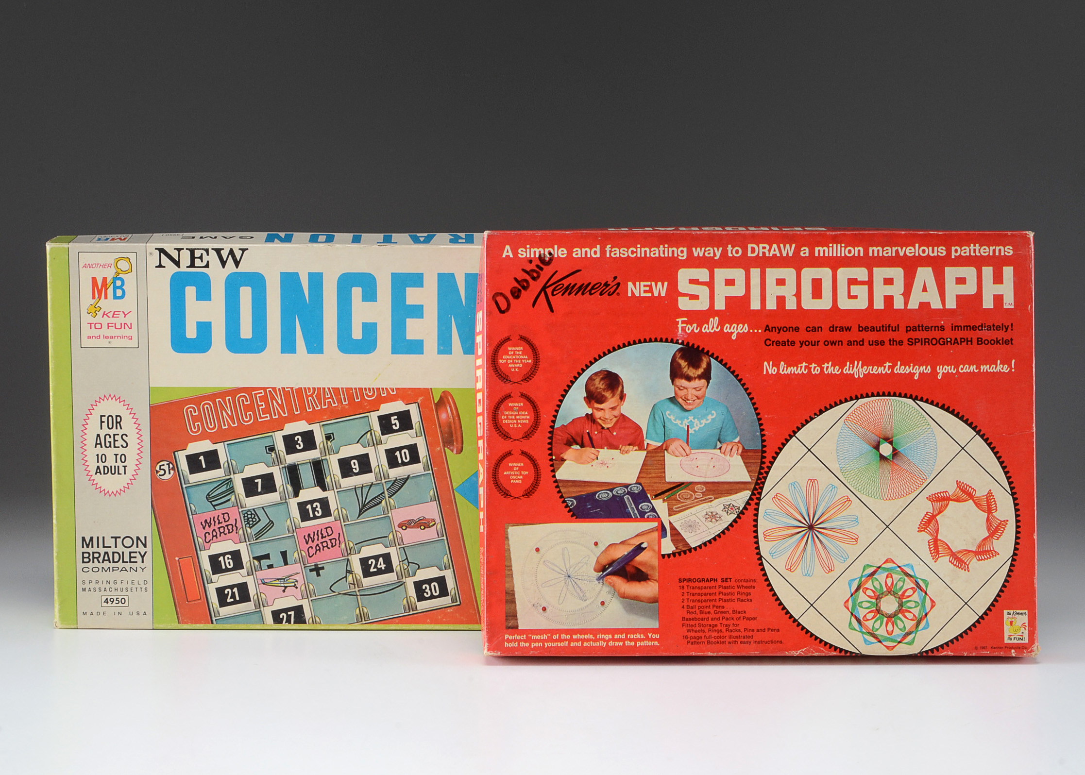 Vintage Spirograph and Concentration Board Games